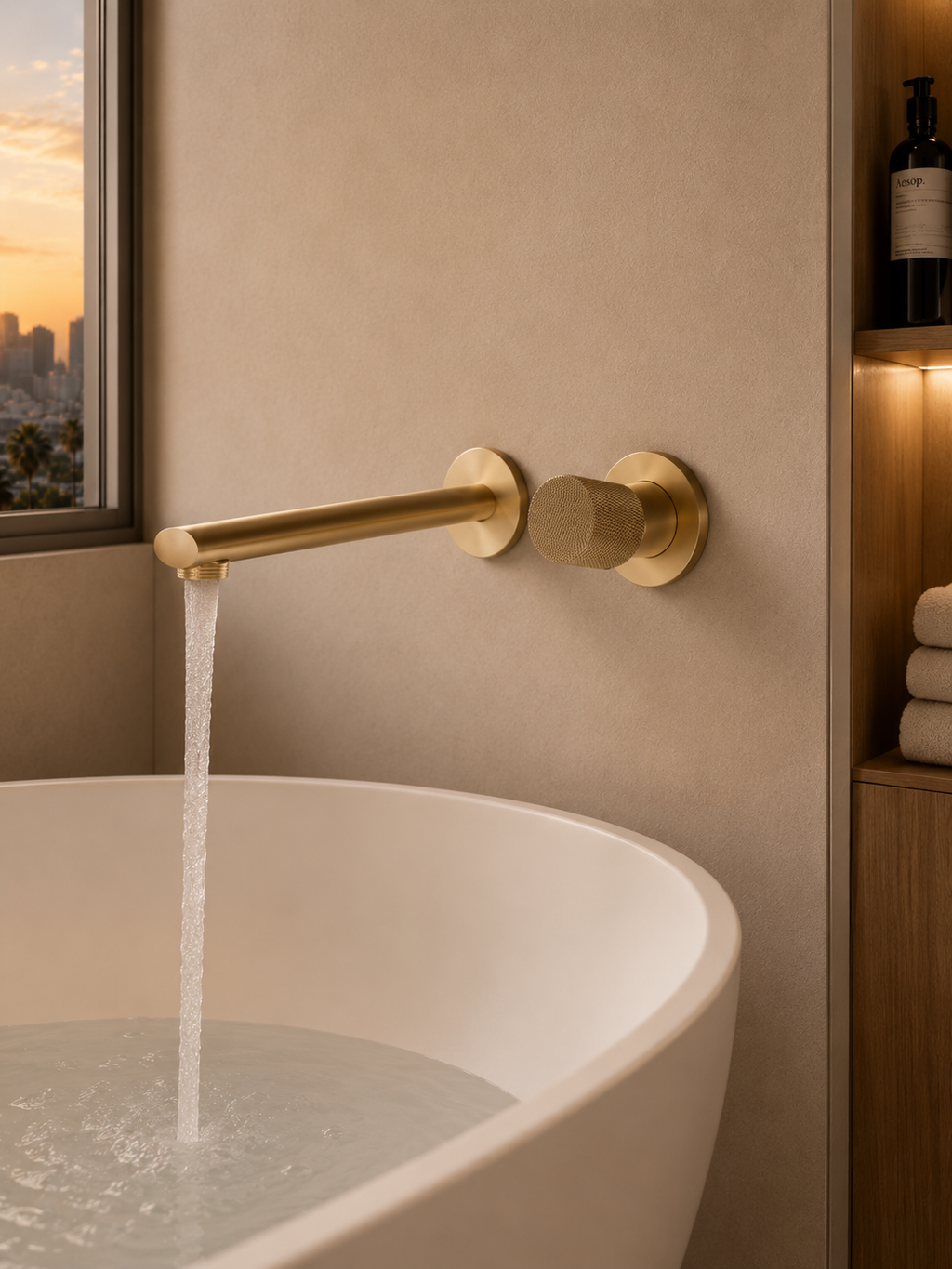 AURELIA™ BRUSHED GOLD WALL MOUNTED BATH FILLER TAP