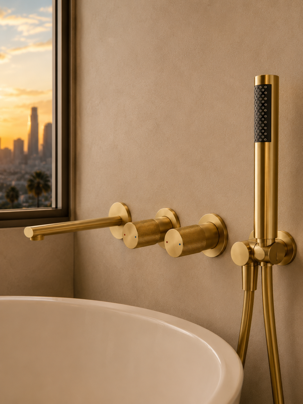 VELORA™ BRUSHED GOLD WALL MOUNTED BATH SHOWER MIXER TAP