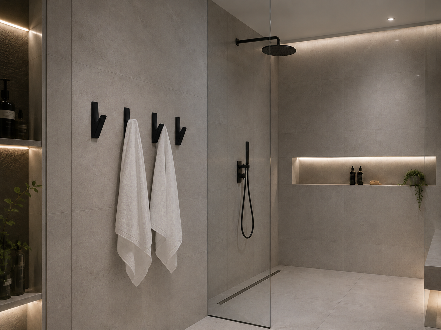 Vela™  Matte Black Robe & Towel Hook – Modern Shower Wall Hook