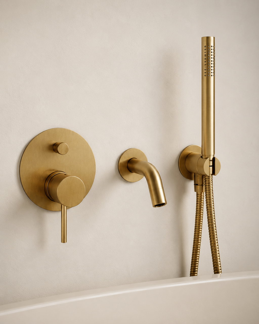 MERIDIAN™ BRUSHED GOLD WALL MOUNTED BATH SHOWER MIXER TAP