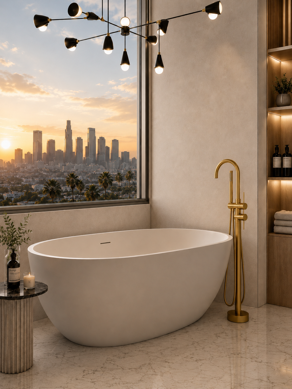 MERIDIAN™ BRUSHED GOLD FLOOR STANDING BATH SHOWER MIXER TAP