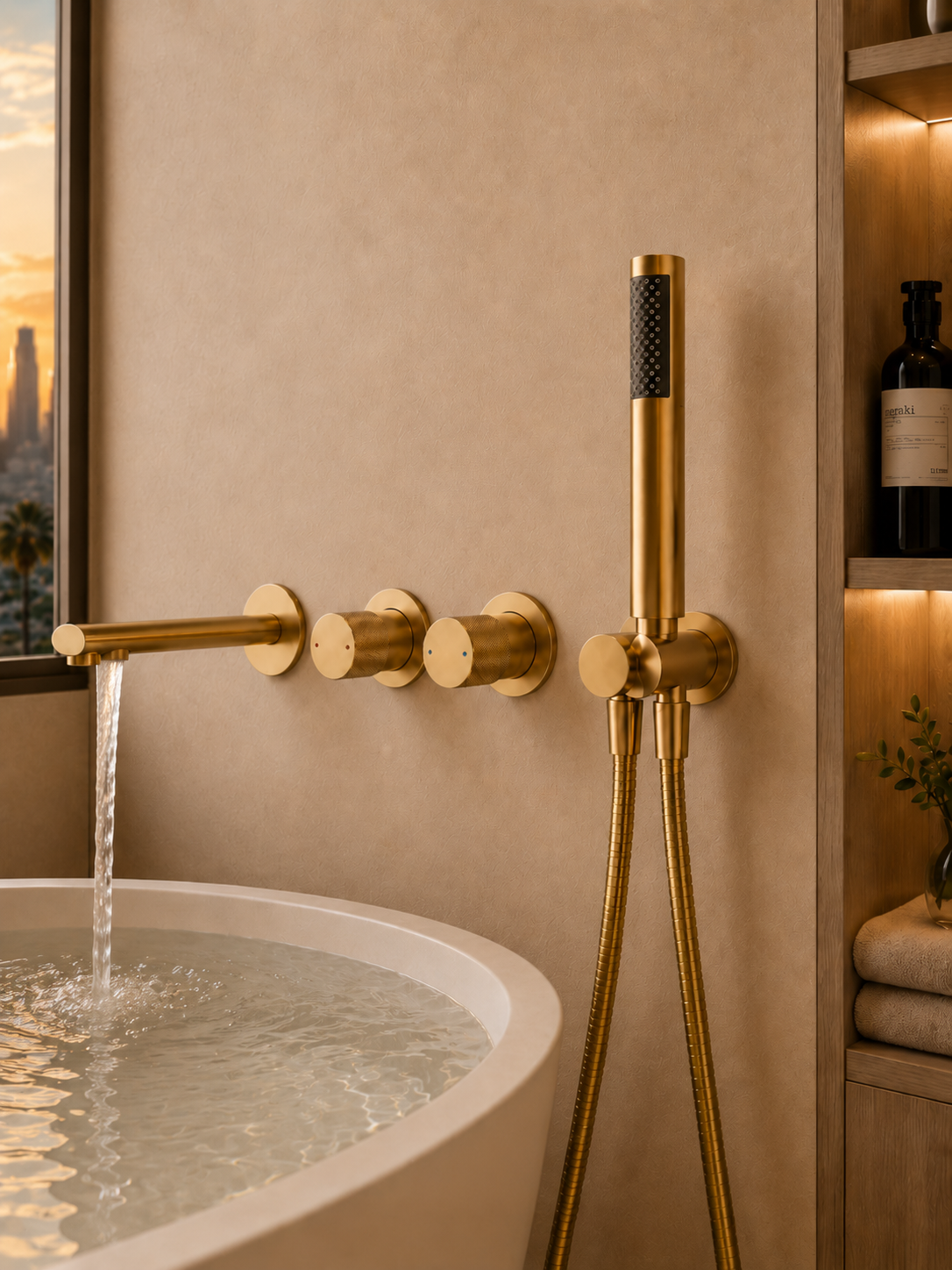 VELORA™ BRUSHED GOLD WALL MOUNTED BATH SHOWER MIXER TAP